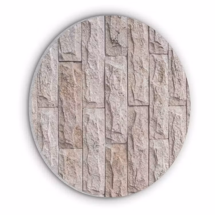 Muur - Steen - Ruw - Beige - Textuur Akoestische PET Vilt - Rond klein -3d