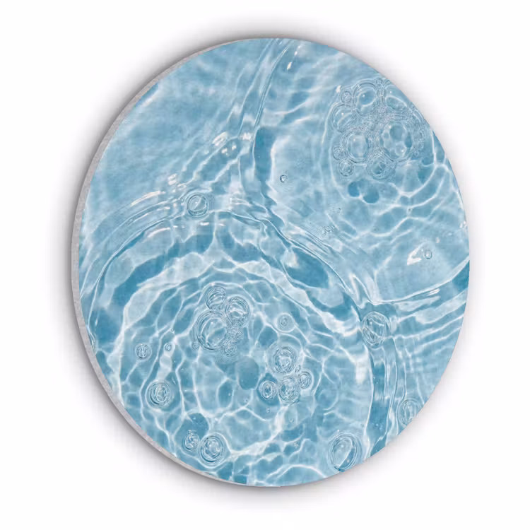 Water - Blauw - bubbels Akoestische PET Vilt - Rond klein -3d