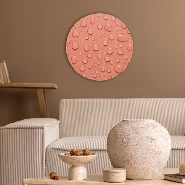 Water - Druppels - Roze Akoestische PET Vilt - Rond klein -sfeer1