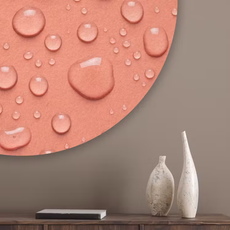 Water - Druppels - Roze Akoestische PET Vilt - Rond klein -sfeer5_closeup