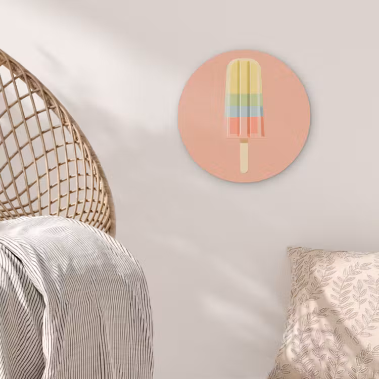 Waterijsje - Pasteltinten - Minimalistisch Akoestische PET Vilt - Rond klein -sfeer4