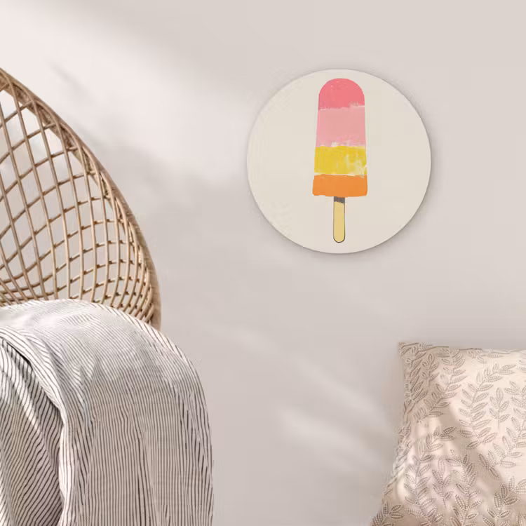 Waterijsje - Retro - Stokje - Roze Akoestische PET Vilt - Rond klein -sfeer4
