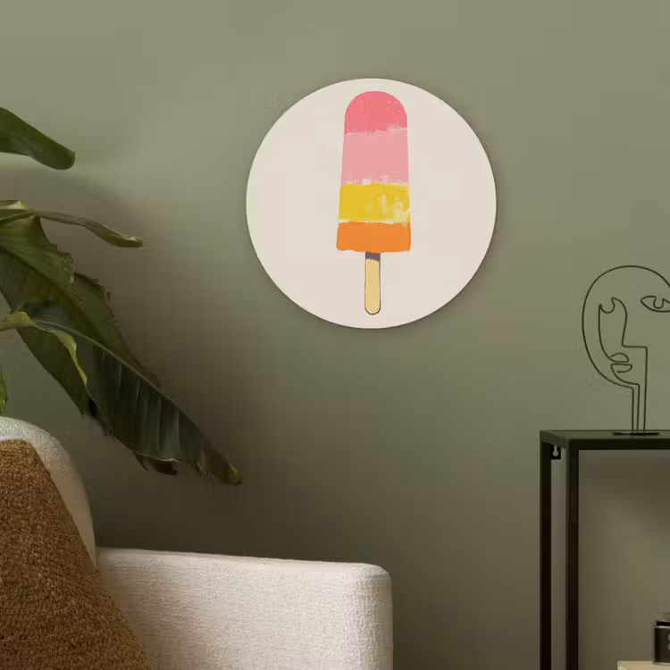 Waterijsje - Retro - Stokje - Roze Akoestische PET Vilt - Rond klein -sfeer2
