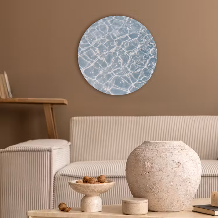 Water - Reflectie - Zonlicht Akoestische PET Vilt - Rond klein -sfeer1