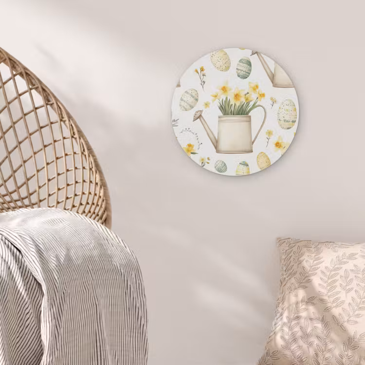 Gieter - Bloemen - Eieren Akoestische PET Vilt - Rond klein -sfeer4