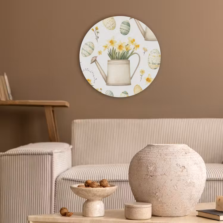 Gieter - Bloemen - Eieren Akoestische PET Vilt - Rond klein -sfeer1