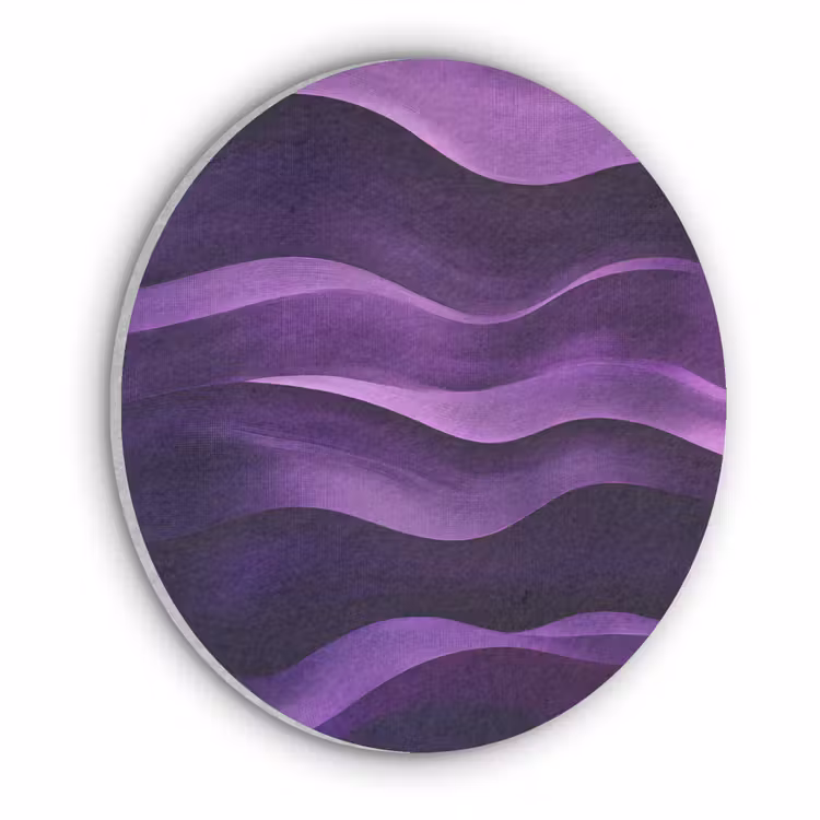 Golven - Abstract - Paars Akoestische PET Vilt - Rond klein -3d