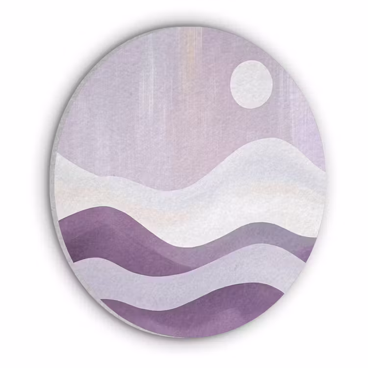 Golven - Heuvels - Abstract - Paars Akoestische PET Vilt - Rond klein -3d