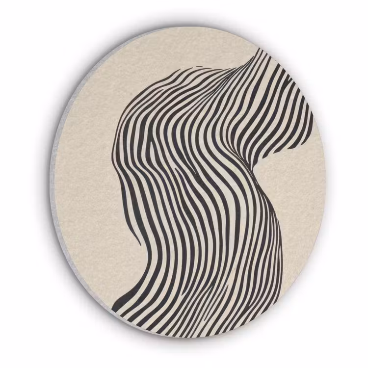 Golvend - Lijnen - Abstract - Silhouet Akoestische PET Vilt - Rond klein -3d