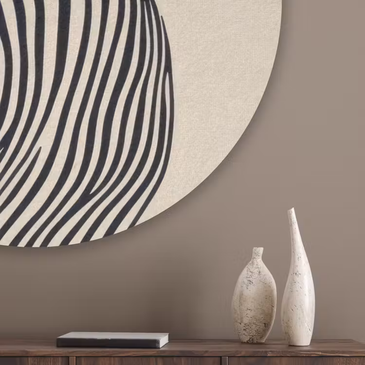 Golvend - Lijnen - Abstract - Silhouet Akoestische PET Vilt - Rond klein -sfeer5_closeup