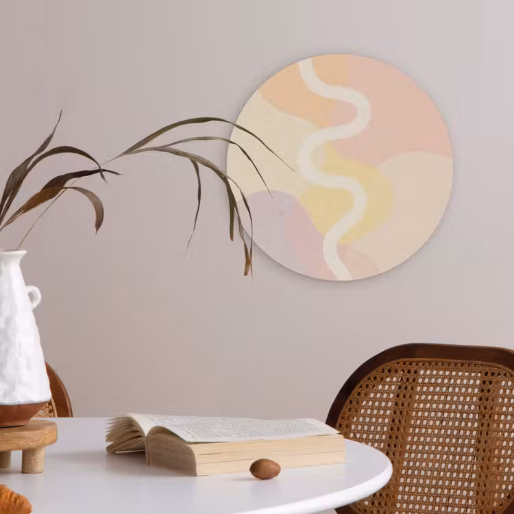 Golvende vormen - Abstract - pastel Akoestische PET Vilt - Rond klein -sfeer3