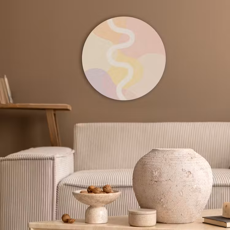 Golvende vormen - Abstract - pastel Akoestische PET Vilt - Rond klein -sfeer1