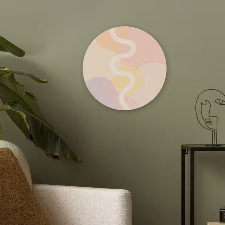 Golvende vormen - Abstract - pastel Akoestische PET Vilt - Rond klein -sfeer2
