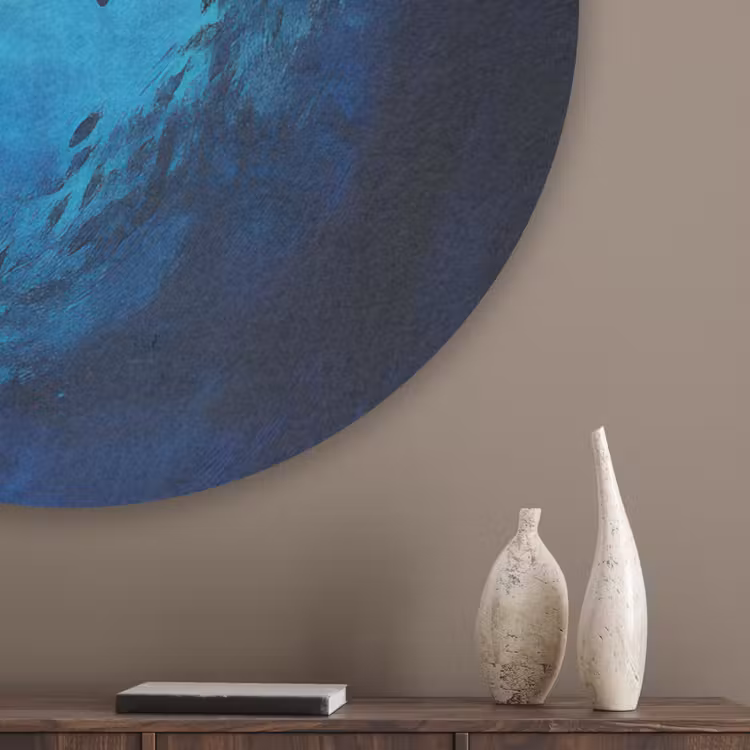 Walvis - Vissen - Donkerblauw Akoestische PET Vilt - Rond klein -sfeer5_closeup