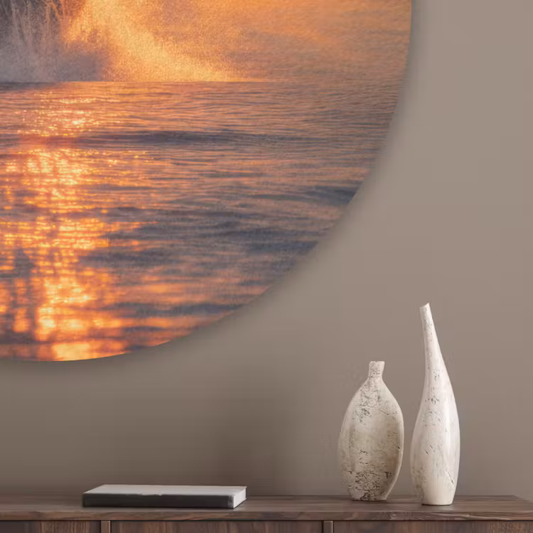 Walvis - Zon - Zee Akoestische PET Vilt - Rond klein -sfeer5_closeup