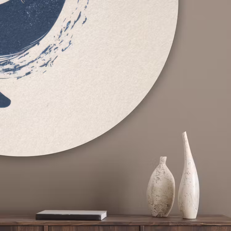 Walvissen - Spetters - Cirkel - Donkerblauw Akoestische PET Vilt - Rond klein -sfeer5_closeup