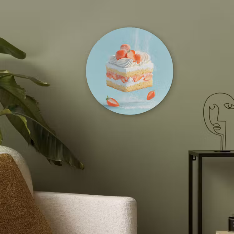 Slagroom - Taart - Blauw - Eten Akoestische PET Vilt - Rond klein -sfeer2