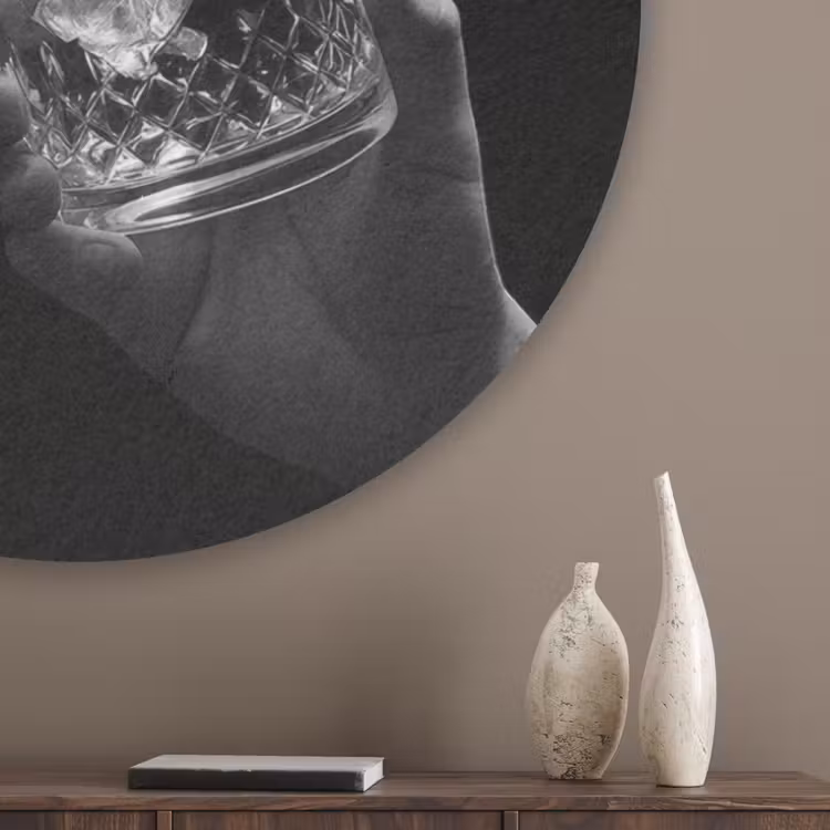Whiskyglazen - Ijs - Spetters - Zwart Akoestische PET Vilt - Rond klein -sfeer5_closeup