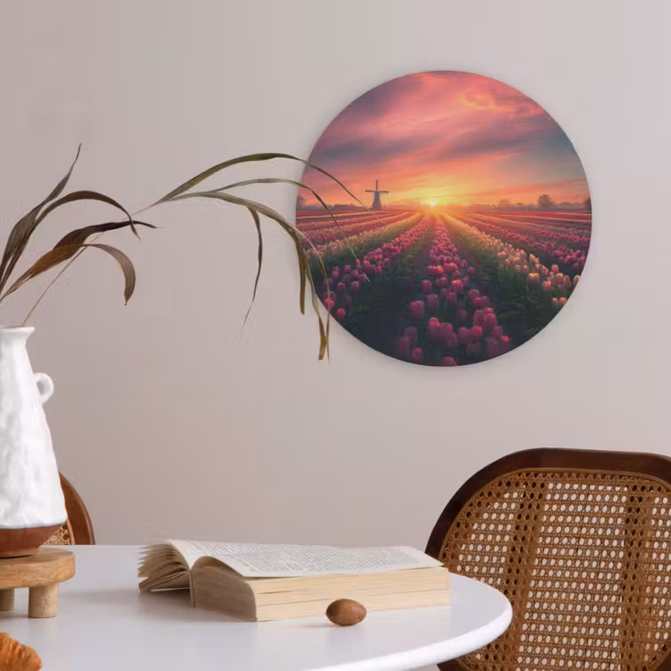 Windmolen - Zonsondergang - Landschap Akoestische PET Vilt - Rond klein -sfeer3