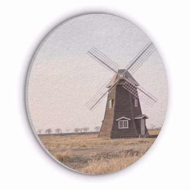 Windmolens - Landschap - Veld Akoestische PET Vilt - Rond klein -3d