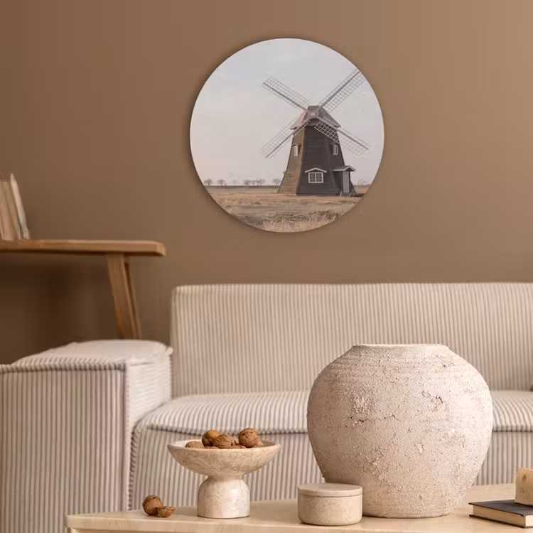 Windmolens - Landschap - Veld Akoestische PET Vilt - Rond klein -sfeer1