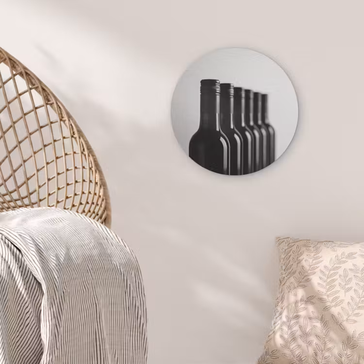 Wijnflessen - Zwart - Minimalistisch Akoestische PET Vilt - Rond klein -sfeer4