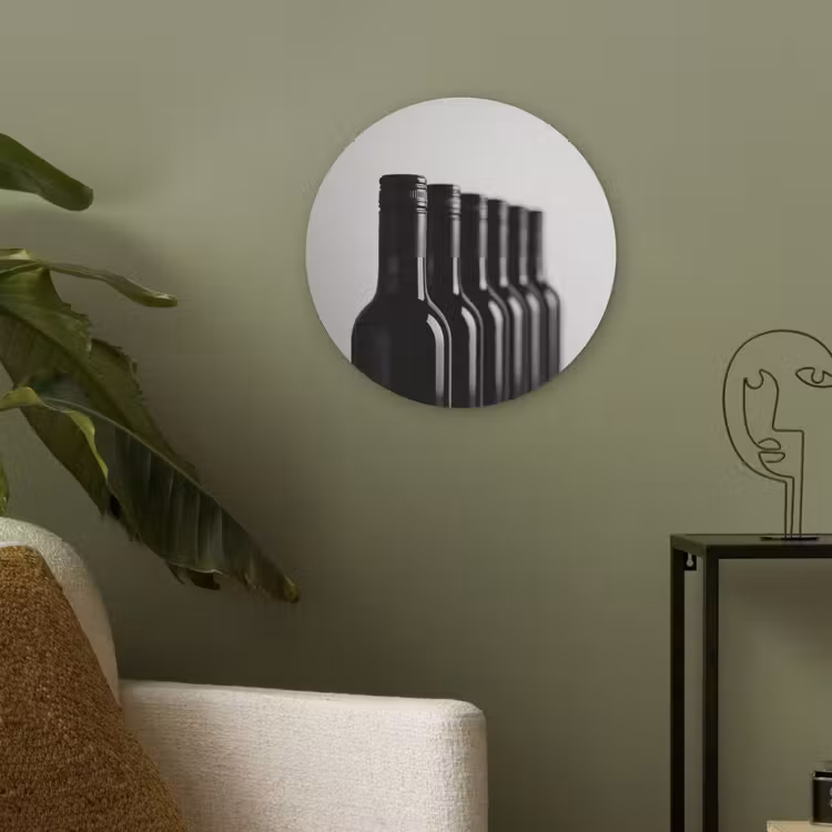 Wijnflessen - Zwart - Minimalistisch Akoestische PET Vilt - Rond klein -sfeer2