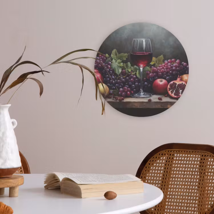 Wijn - Fruit - Stilleven Akoestische PET Vilt - Rond klein -sfeer3