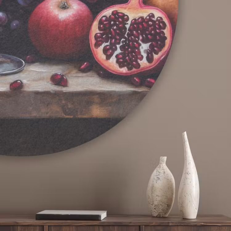 Wijn - Fruit - Stilleven Akoestische PET Vilt - Rond klein -sfeer5_closeup