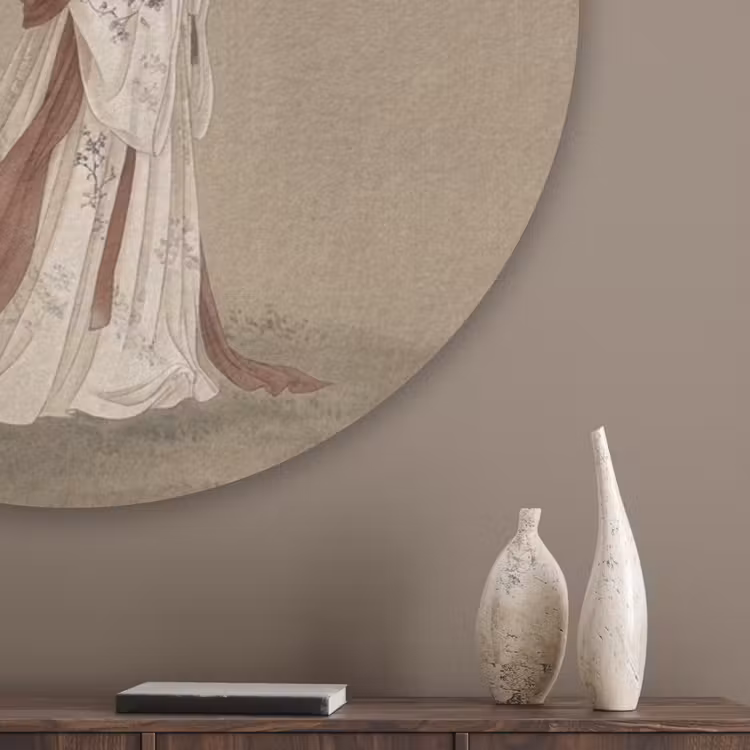 Vrouw - Azië - Kunst - Beige Akoestische PET Vilt - Rond klein -sfeer5_closeup