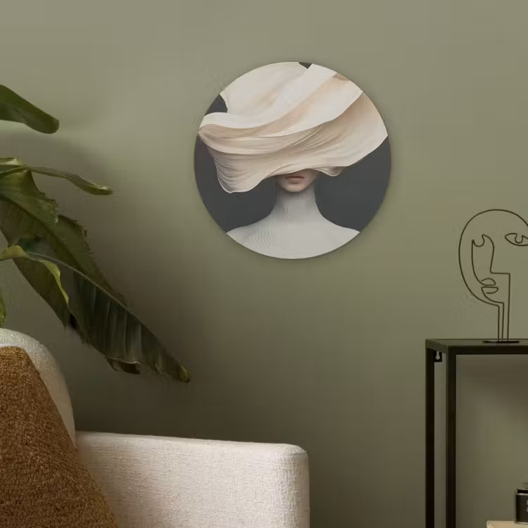 Vrouw - Beige - hoed Akoestische PET Vilt - Rond klein -sfeer2