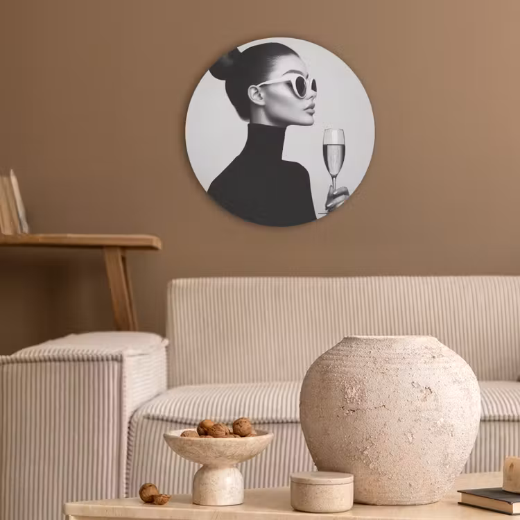 Vrouw - Champagne - Modern Akoestische PET Vilt - Rond klein -sfeer1