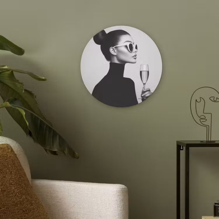 Vrouw - Champagne - Modern Akoestische PET Vilt - Rond klein -sfeer2