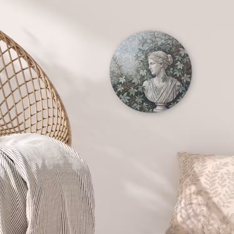 Vrouw - Klassiek - Mozaiëk - Natuur - Groen Akoestische PET Vilt - Rond klein -sfeer4