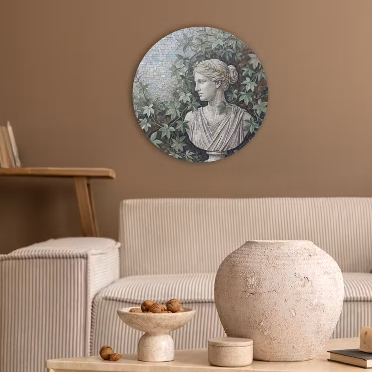 Vrouw - Klassiek - Mozaiëk - Natuur - Groen Akoestische PET Vilt - Rond klein -sfeer1