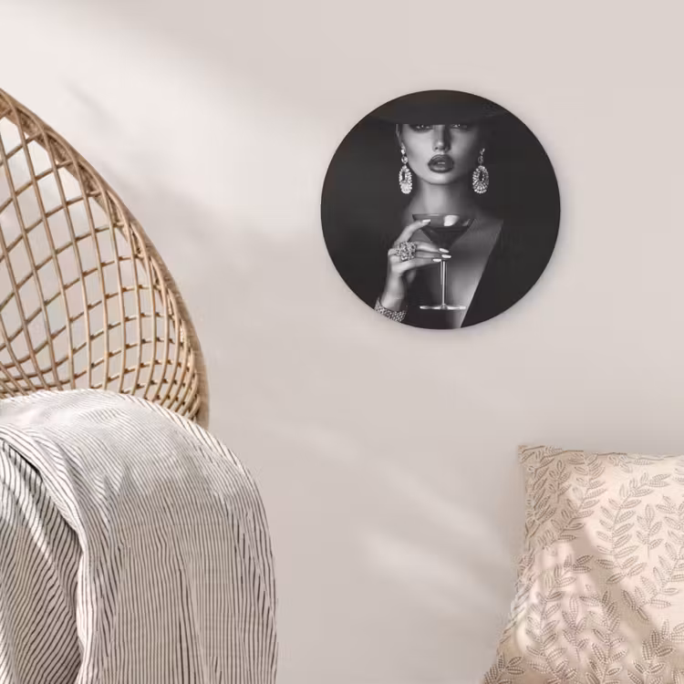 Vrouw - Cocktail - Chic Akoestische PET Vilt - Rond klein -sfeer4