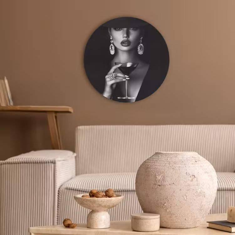 Vrouw - Cocktail - Chic Akoestische PET Vilt - Rond klein -sfeer1