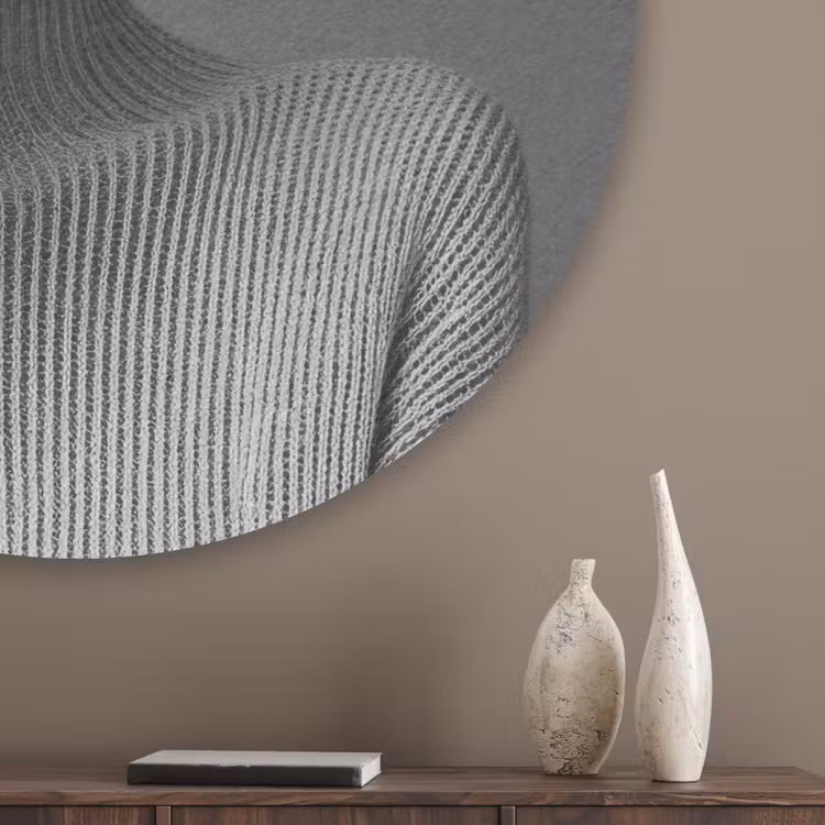 Vrouw - Koffie - Zwart - Wit Akoestische PET Vilt - Rond klein -sfeer5_closeup