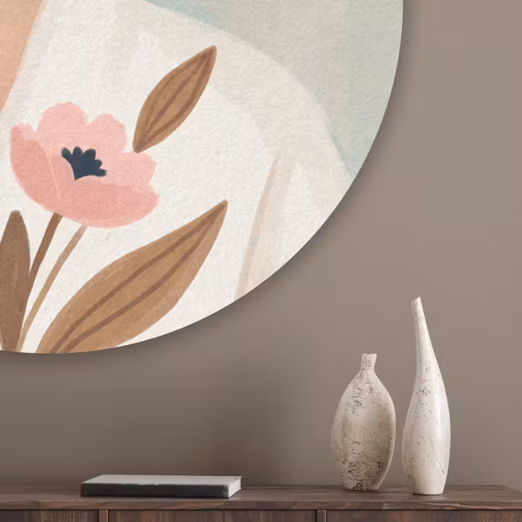 Vrouw - Kimono - Pastel Akoestische PET Vilt - Rond klein -sfeer5_closeup