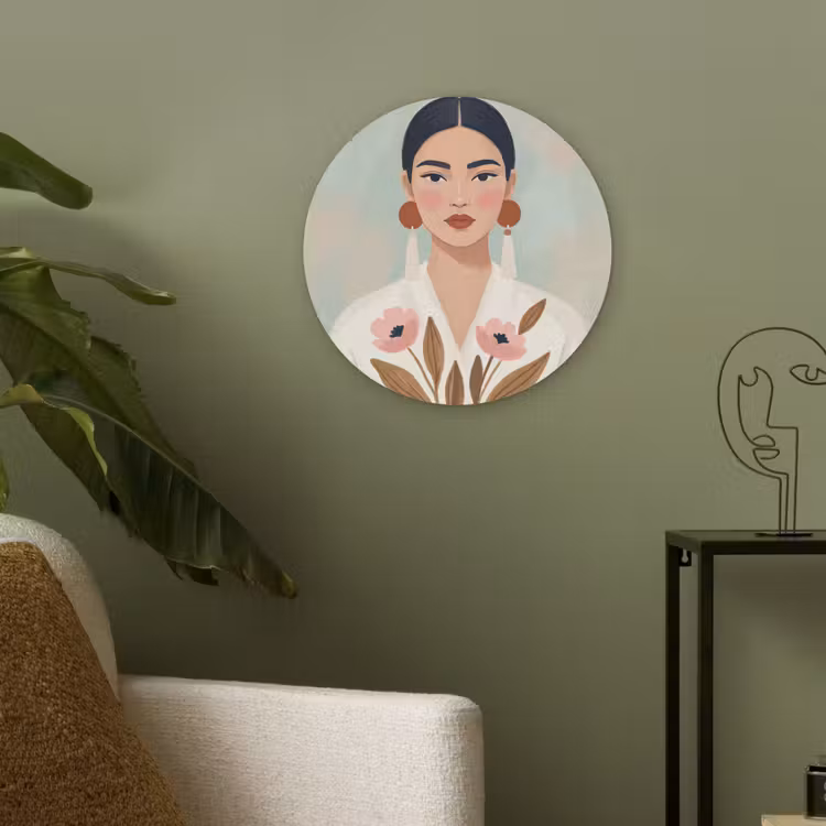Vrouw - Kimono - Pastel Akoestische PET Vilt - Rond klein -sfeer2