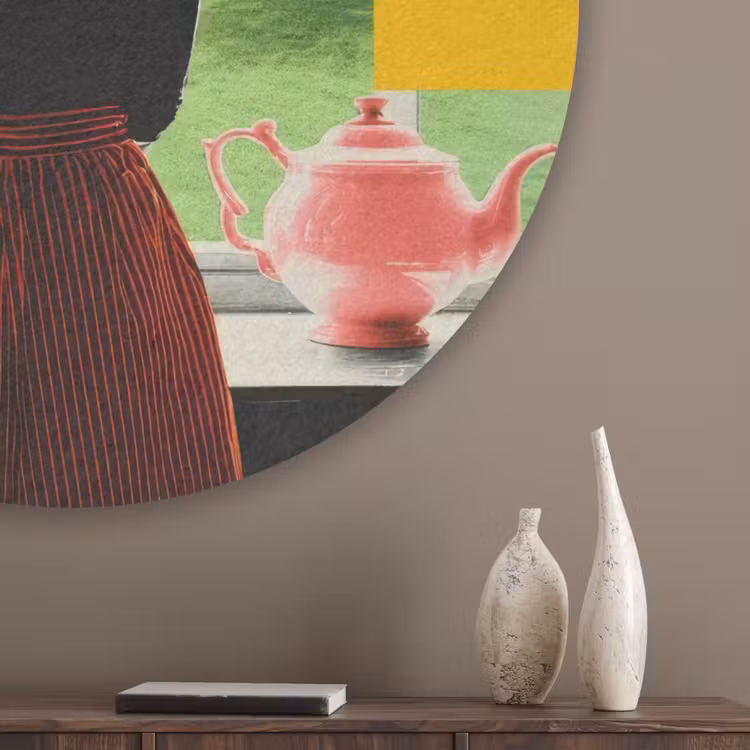 Vrouw - Keuken - Katten - Doorkijk Akoestische PET Vilt - Rond klein -sfeer5_closeup