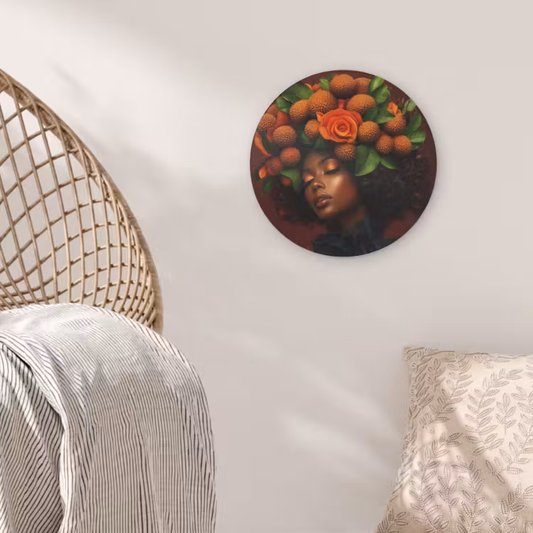 Vrouw - lychee - exotisch Akoestische PET Vilt - Rond klein -sfeer4