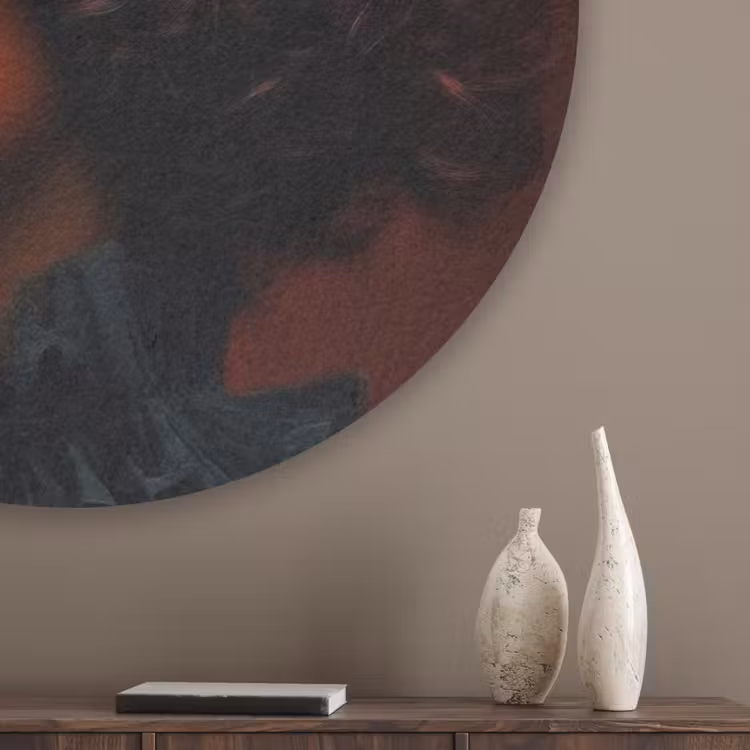 Vrouw - lychee - exotisch Akoestische PET Vilt - Rond klein -sfeer5_closeup