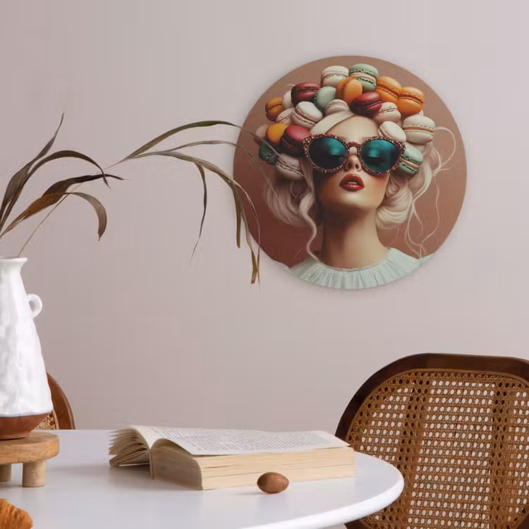 Vrouw - Macarons - Bril Akoestische PET Vilt - Rond klein -sfeer3