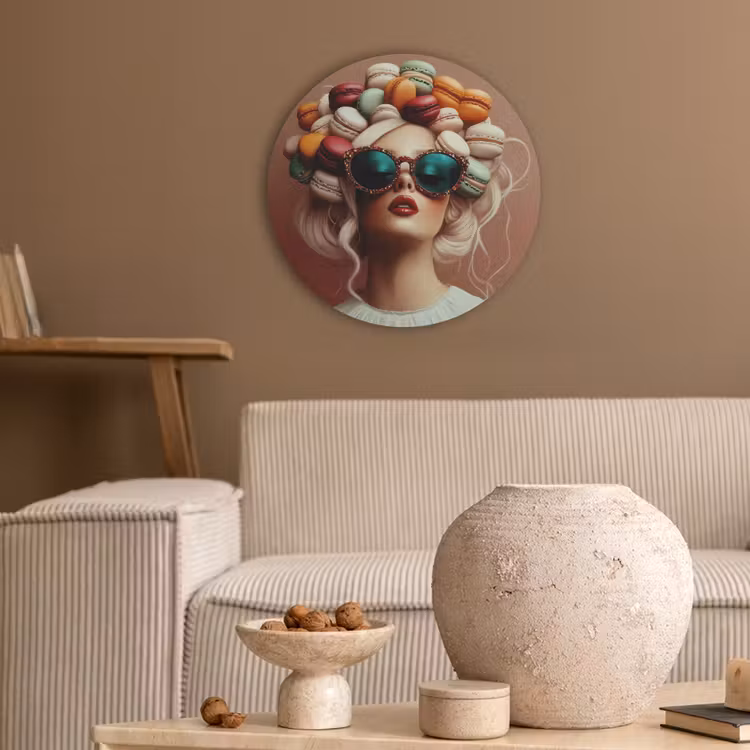 Vrouw - Macarons - Bril Akoestische PET Vilt - Rond klein -sfeer1