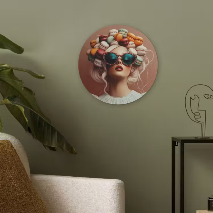 Vrouw - Macarons - Bril Akoestische PET Vilt - Rond klein -sfeer2