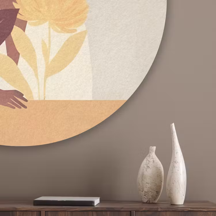 Vrouw - Minimalistisch - Bloem Akoestische PET Vilt - Rond klein -sfeer5_closeup