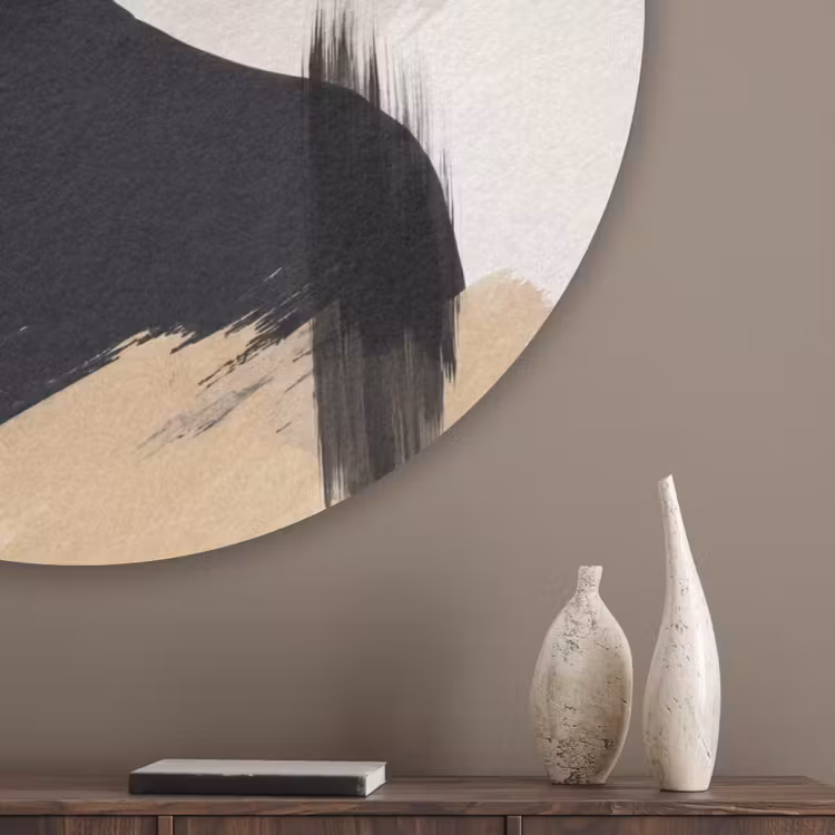 Vrouw - Portret - Modern - Goud - Kunst Akoestische PET Vilt - Rond klein -sfeer5_closeup
