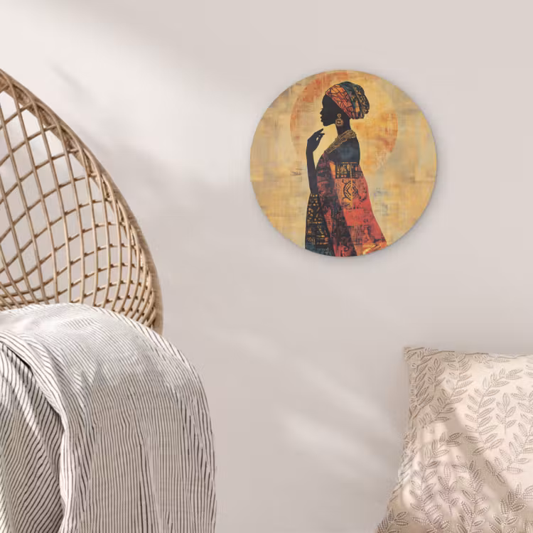 Vrouw - Silhouet - Patronen - Sierlijk Akoestische PET Vilt - Rond klein -sfeer4