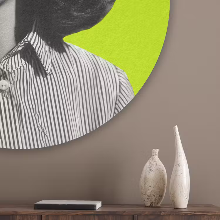Vrouw - Sterrenhemel - Groen Akoestische PET Vilt - Rond klein -sfeer5_closeup